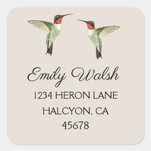 Ruby-throated Hummingbirds Quadratischer Aufkleber