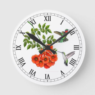 Ruby Throated Hummingbirds Wall Clock Runde Wanduhr