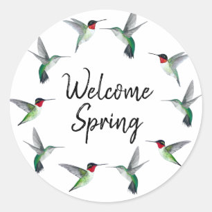 Ruby-throated Hummingbirds Welcome Spring Runder Aufkleber