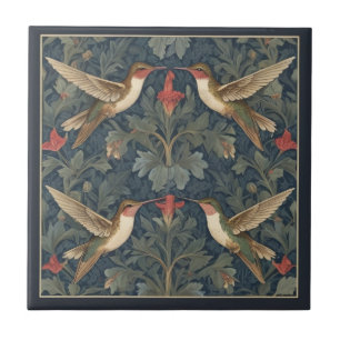 Ruby-throated Kolibris William Morris style Fliese