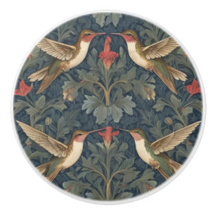 Ruby-throated Kolibris William Morris style Keramikknauf