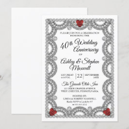 Ruby und Diamond 40-jähriges Party zum Hochzeitsta Einladung