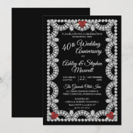 Ruby und Diamond 40-jähriges Party zum Hochzeitsta Einladung