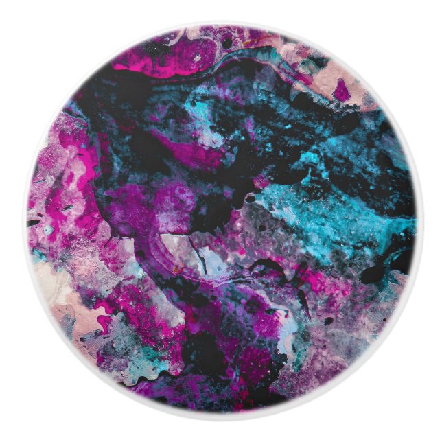 Ruby und Sapphire Crystal Geode Abstrakt Keramikknauf (Vorderseite)