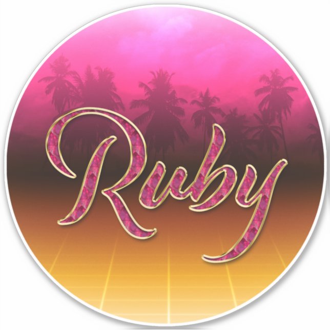 Ruby Vorname Name golden pink Aufkleber Sticker (Vorderseite)