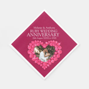 Ruby Wedding 40 Jahre Foto und Name Servietten