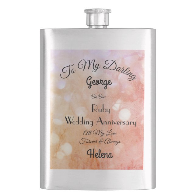 Ruby Wedding Anniversary Classic Flask Flachmann (Vorderseite)