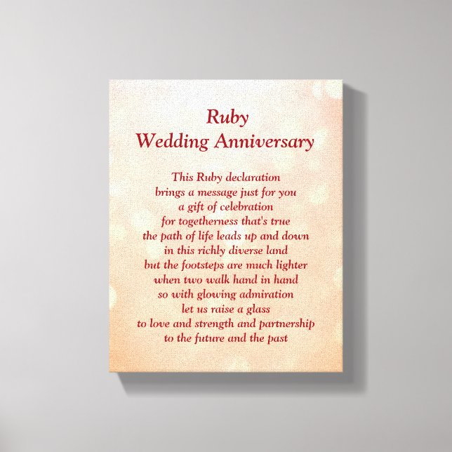 Ruby Wedding Anniversary Leinwand (Vorderseite)