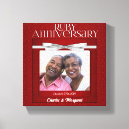 Ruby Wedding Anniversary Red Damask 8 x 8 cm Leinwanddruck