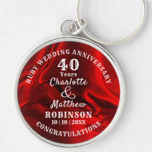 Ruby Wedding Gift Personalisiert zum 40-jährigen J Schlüsselanhänger