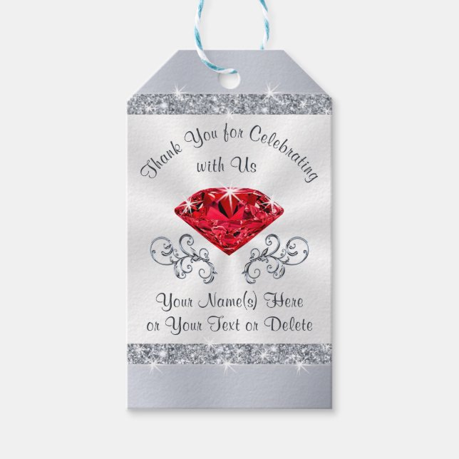 Ruby Wedding Jubiläumsfavoriten oder jede Gelegenh Geschenkanhänger (Vorderseite)