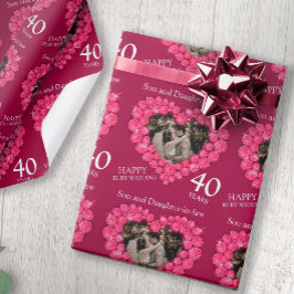 Ruby Wedding Jubiläumsherzen Foto Geschenkpapier