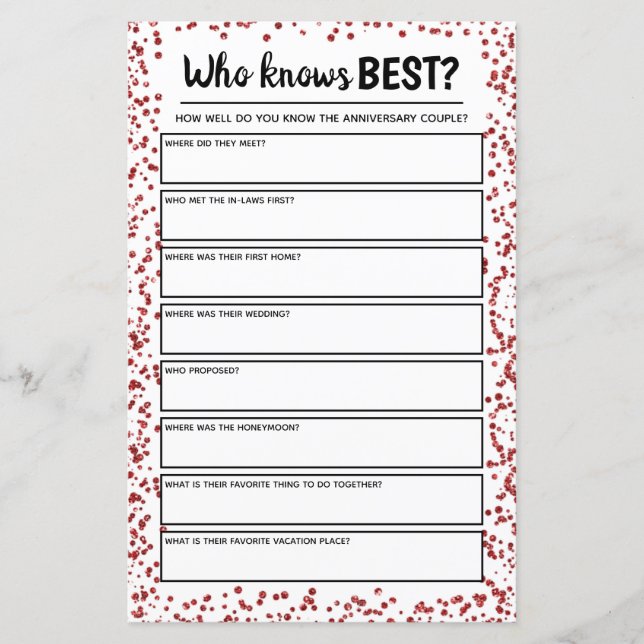 Ruby Wedding Party Game (Vorderseite)