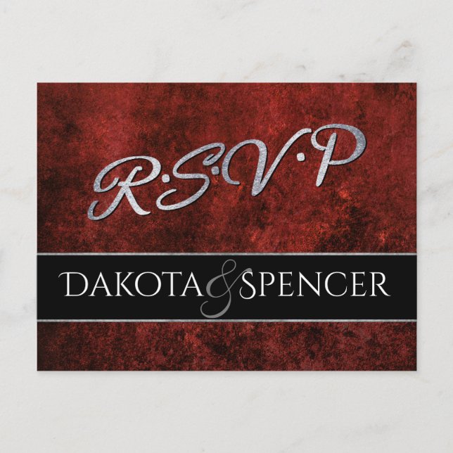 Ruby Wedding | UAWG Crimson Garnet Red und Black | Einladungspostkarte (Vorderseite)