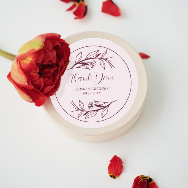 Ruby Wine Simple Boho Danke Gastgeschenk Hochzeit Runder Aufkleber (Von Creator hochgeladen)