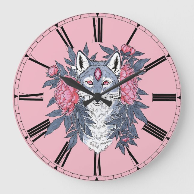 Ruby Wolf Große Wanduhr (Vorderseite)