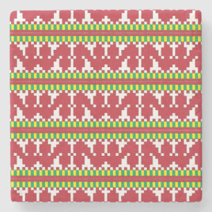 Rucava Geometrisches Muster der roten und weißen V Steinuntersetzer