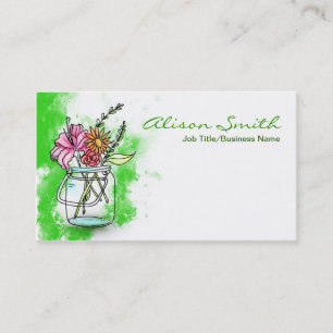 Rück Vintage Jar with flowers business card Visitenkarte