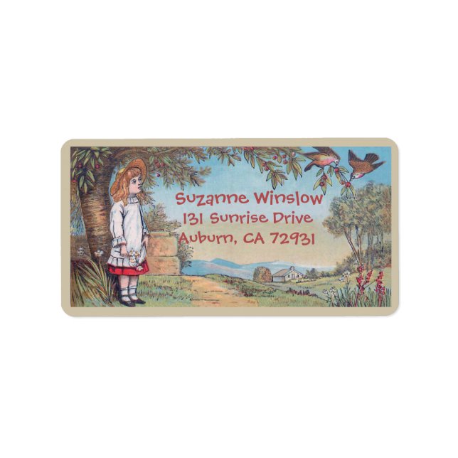 Rückadressschild für Vintage Landvögel Adressaufkleber (Vorne)