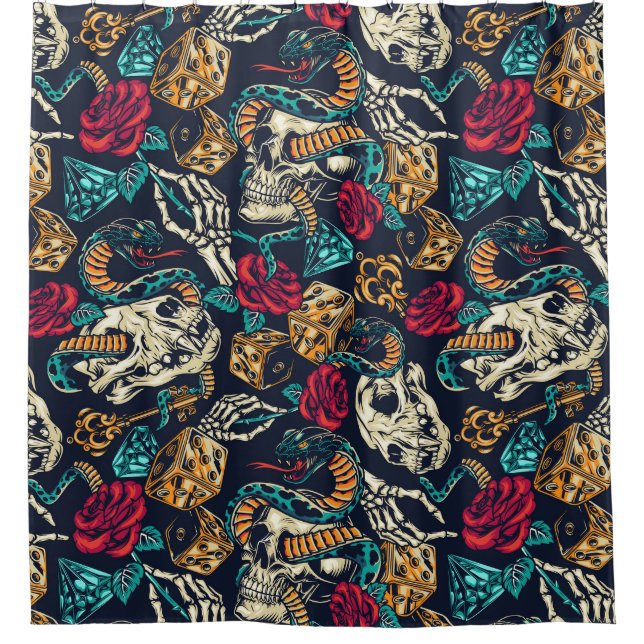 Rücken-Tattoo-Muster Duschvorhang (Vorderseite)