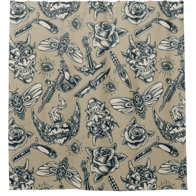 Rücken-Tattoo-Muster Duschvorhang (Vorderseite)