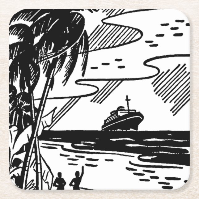 Rückfahrt Rechteckiger Pappuntersetzer (Vorderseite)