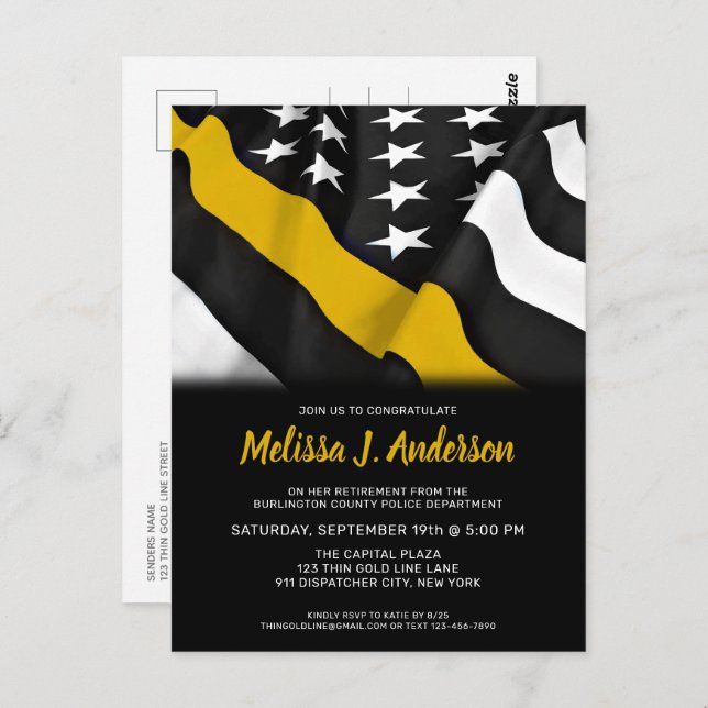 Rückgabe der Personalisierten dünnen Goldlinie Postkarte (Vorne/Hinten)