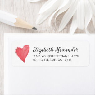 Rückgabeadresse der Red Watercolor Heart Liebe