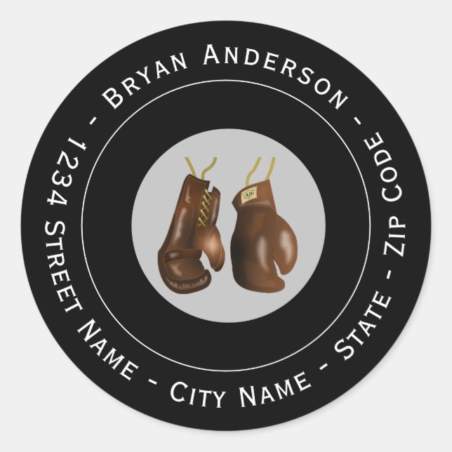 Rückgabeadresse für Boxhandschuhe Runder Aufkleber (Vorderseite)