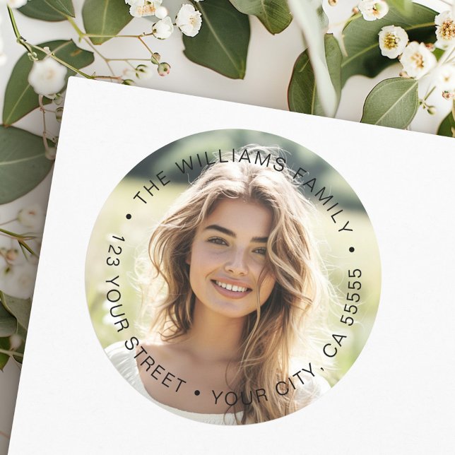 Rückgabeadresse für das vollständige Foto-Abschlus Runder Aufkleber (Full photo graduation return address label)