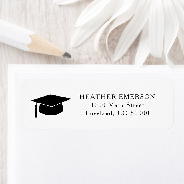 Rückgabeadresse für die Graduierungspackung (Graduation Cap Return Address Label by Painted Paperie)