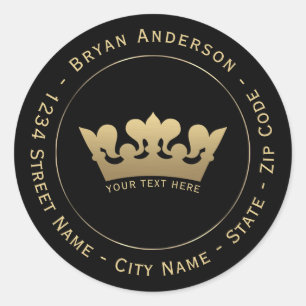 Rückgabeadresse für Gold Crown Runder Aufkleber