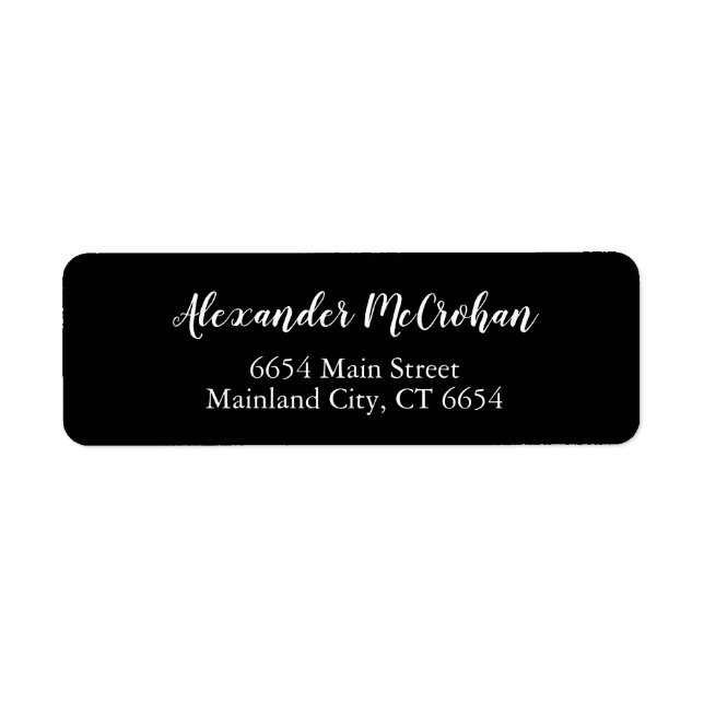 Rückgabeadresse für schwarze, elegante Skripte (Vorne)