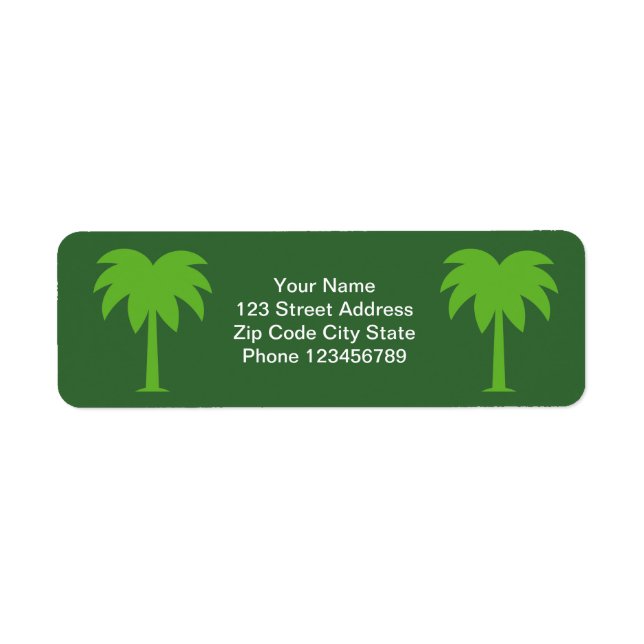 Rückgabeadressen-Aufkleber für Palm-Baum (Vorne)