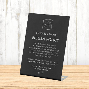 Rückgaberichtlinien für die Boutique von benutzerd Sockelschild