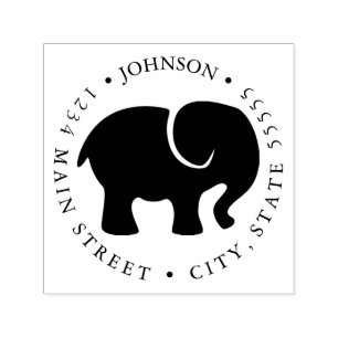 Rückgabezeichen für niedliche Elephant-Silhouette Permastempel