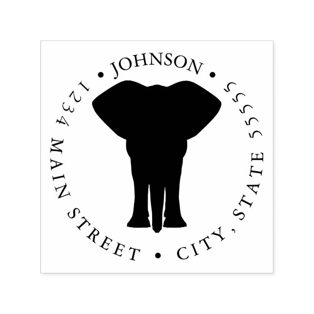 Rückgabezeichen für niedliche Elephant-Silhouette Permastempel (Design)