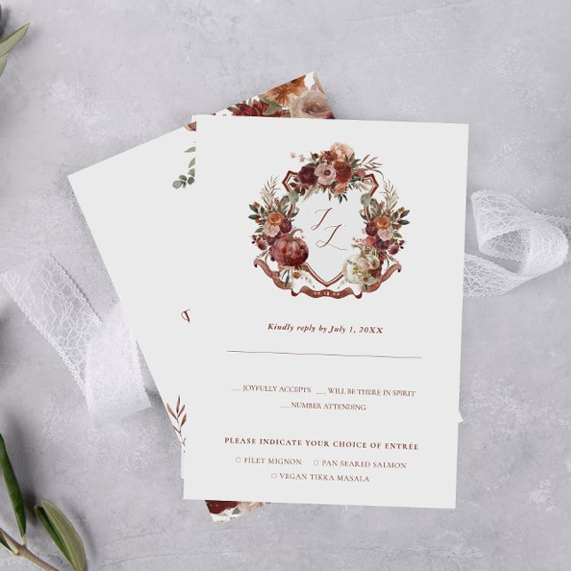 Rückgang der Liebe | Autumn Blooms Wedding RSVP Ankündigung (Von Creator hochgeladen)