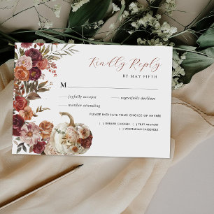 Rückgang der Liebe   Autumn Blooms Wedding RSVP Karte