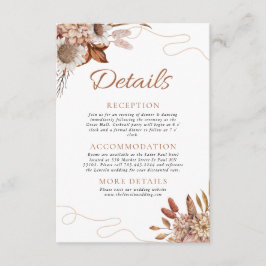 Rückgang der Liebe | Boho Blume Hochzeitdetails Begleitkarte