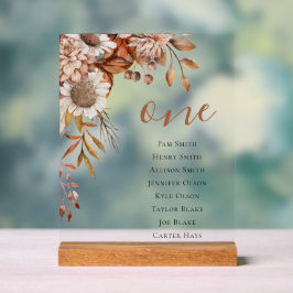Rückgang der Liebe | Boho Blume Hochzeitstabelle Acrylschild