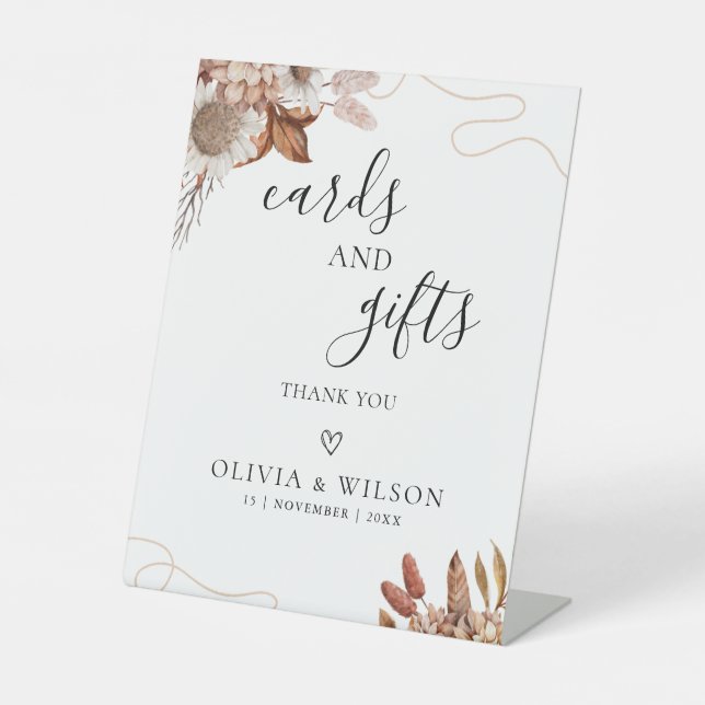 Rückgang der Liebe | Boho Blume Karten und Geschen Sockelschild (Vorderseite)