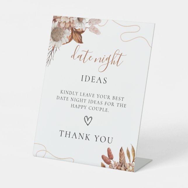 Rückgang der Liebe | Boho Date Night Brautparty Ga Sockelschild (Vorderseite)