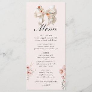 Rückgang der Liebe Bow Floral Baby Showmenü Menükarte