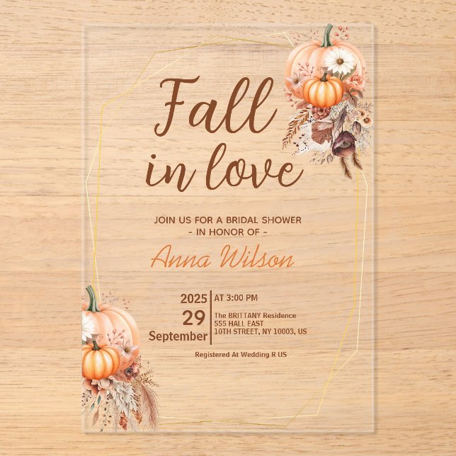 Rückgang der Liebe Brautparty Pampas Grass Floral Acryleinladungen (Vorderseite)