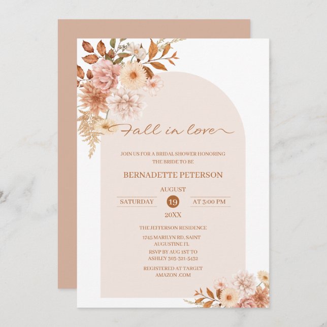 Rückgang der Liebe Bridal Dusche Einladung (Vorne/Hinten)