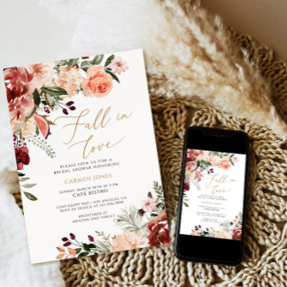 Rückgang der Liebe Bridal Dusche Einladung, Blumen Einladung