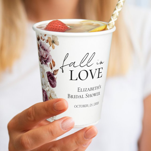 Rückgang der Liebe Burgund Herbst Brautparty Pappbecher (Von Creator hochgeladen)