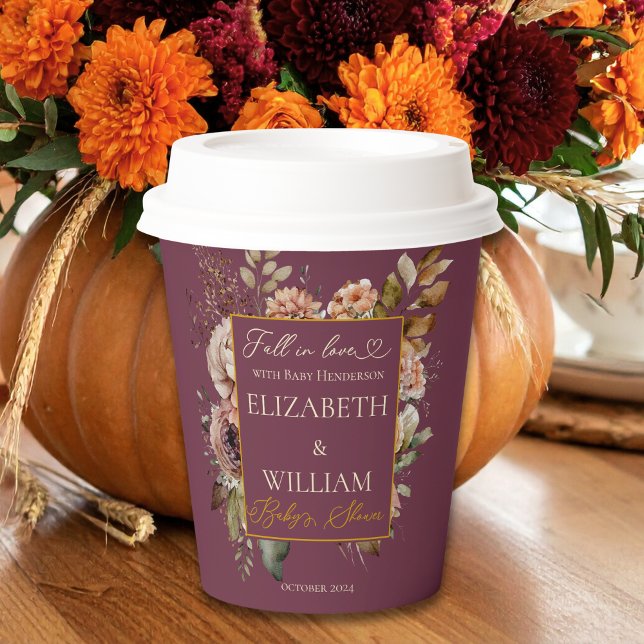 Rückgang der Liebe Burgundy Fall Floral Pappbecher (Von Creator hochgeladen)