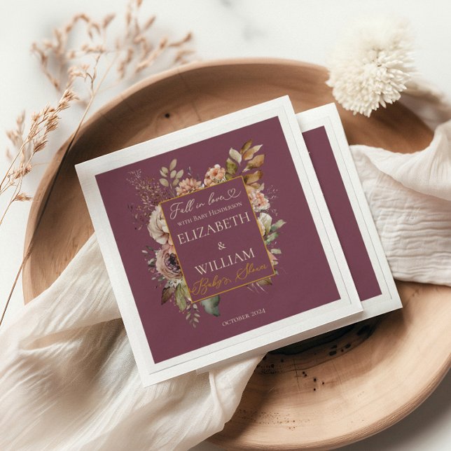 Rückgang der Liebe Burgundy Fall Floral Serviette (Von Creator hochgeladen)